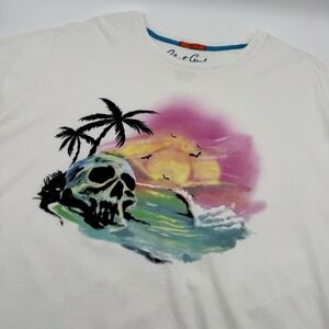 Robert Graham Graphic T-Shirt Mens 3XL White Short Sleeve Floral Skull Beach